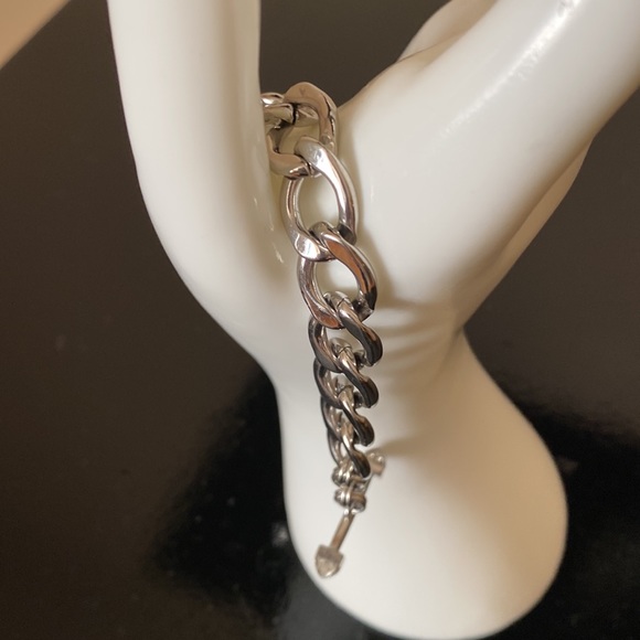 Juicy Coutures Link Bracelet Rhinestone and Silvertone Toggle Clasp - Picture 8 of 11